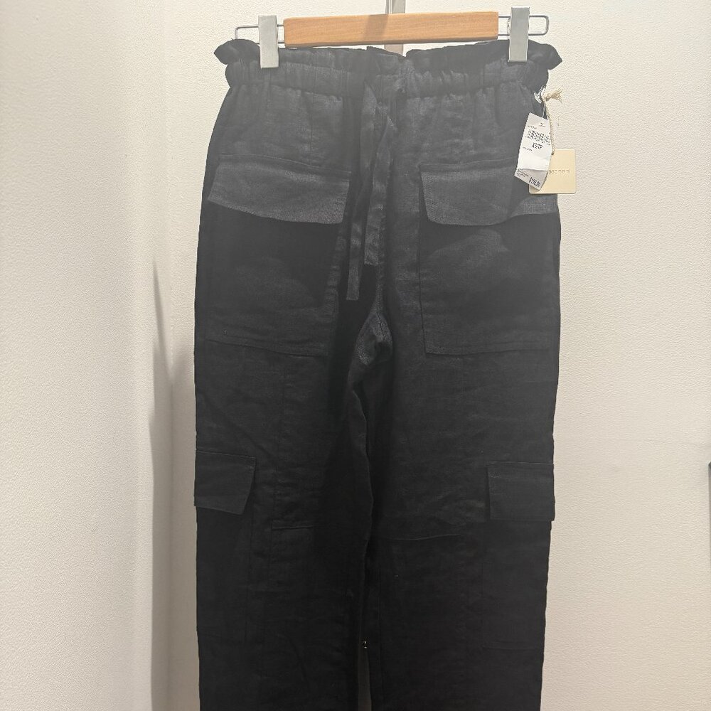 MAGASCHONI WOMEN 100% LINEN  BLACK PANTS WOMEN SZ XS NWT $198